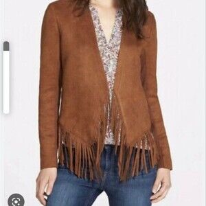 Women's Hinge Faux Suede fringe Jacket small